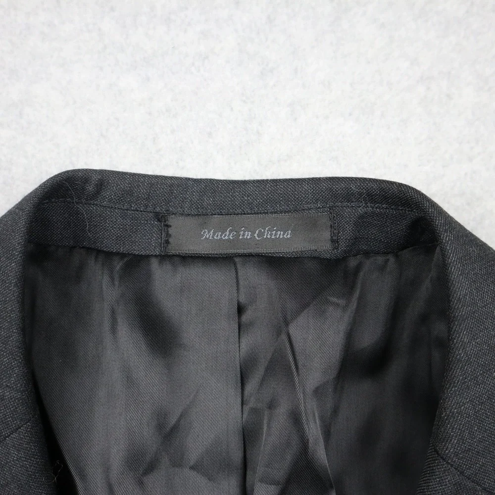Calvin Klein Blazer Mens 40L Long Wool Charcoal Gray Two Button Suit Jacket Coat